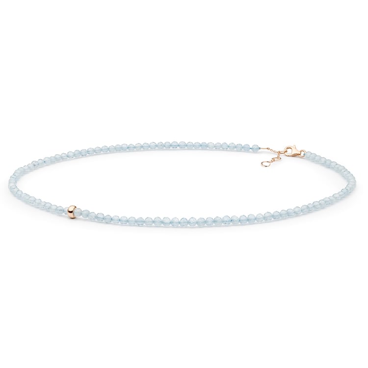 Strieborný náhrdelník s akvamarínovými korálkami Jason