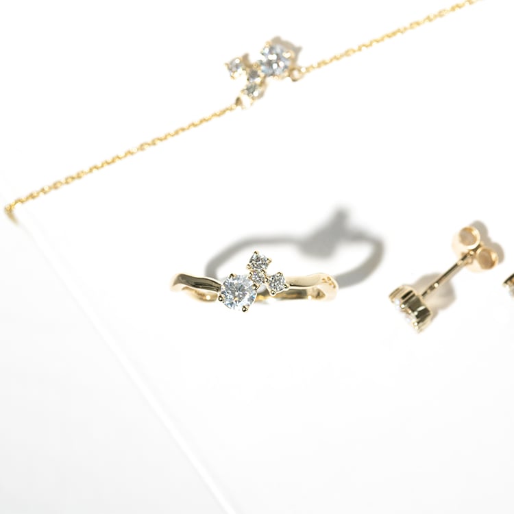 Strieborná cluster kolekcia šperkov s moissanitmi a lab-grown diamantmi Halli 127064