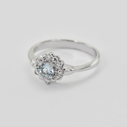 Zlatý zásnubný prsteň s akvamarínom a diamantmi Earthia