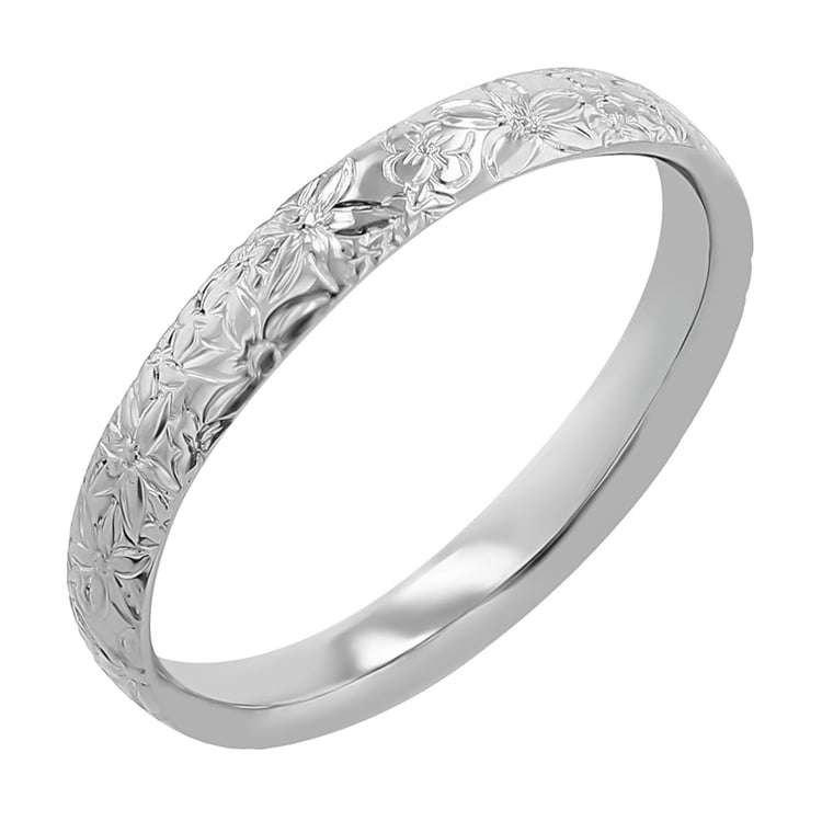 Svadobné obrúčky s ručnou rytinou kvetov Alanis 117259