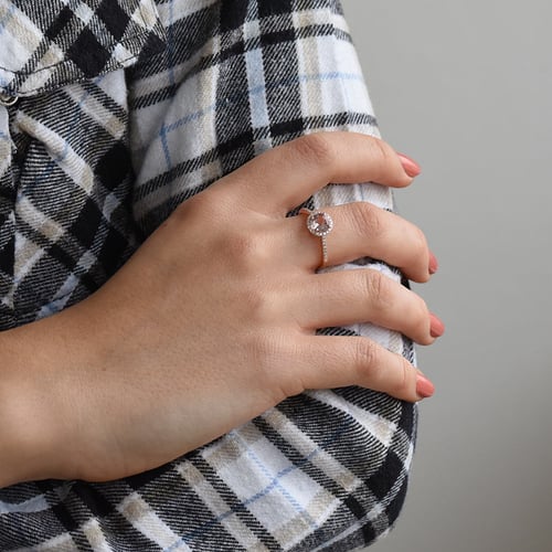 Prsteň z ružového zlata s morganitom a diamantmi Dulia
