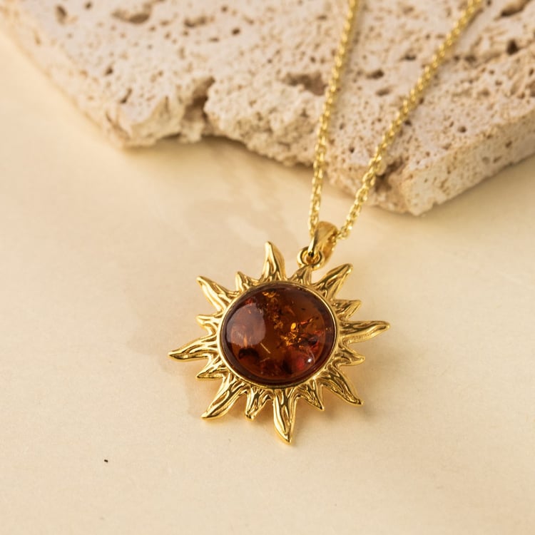 Strieborný jantárový prívesok v tvare slnka 164438