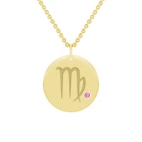 Zlatý prívesok so znamením a ružovým zafírom Panna