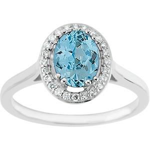 Prsteň z bieleho zlata s akvamarínom a diamantmi 52939