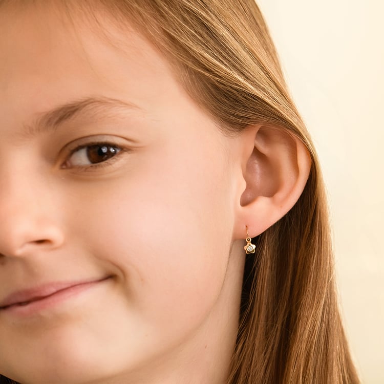 Zlaté detské náušnice s kvetinkou Lily 164347