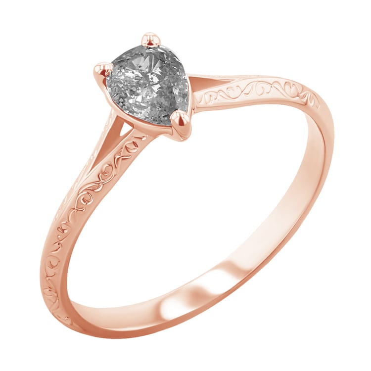 Ručne rytý prsteň s pear salt and pepper diamantom Dalia 119691