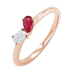 Prsteň Toi et Moi s rubínom a lab-grown diamantom Ife