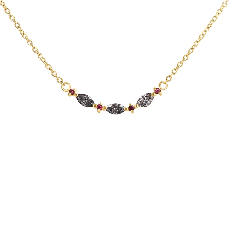 Náhrdelník s marquise salt and pepper diamantmi a turmalínmi Lively 132325