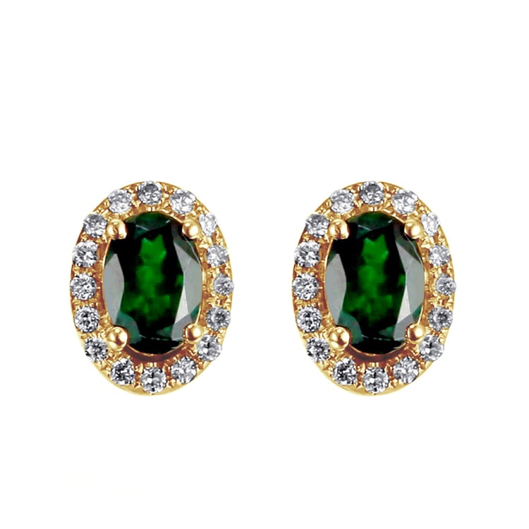 Oválne zelené granáty v zlatých náušniciach