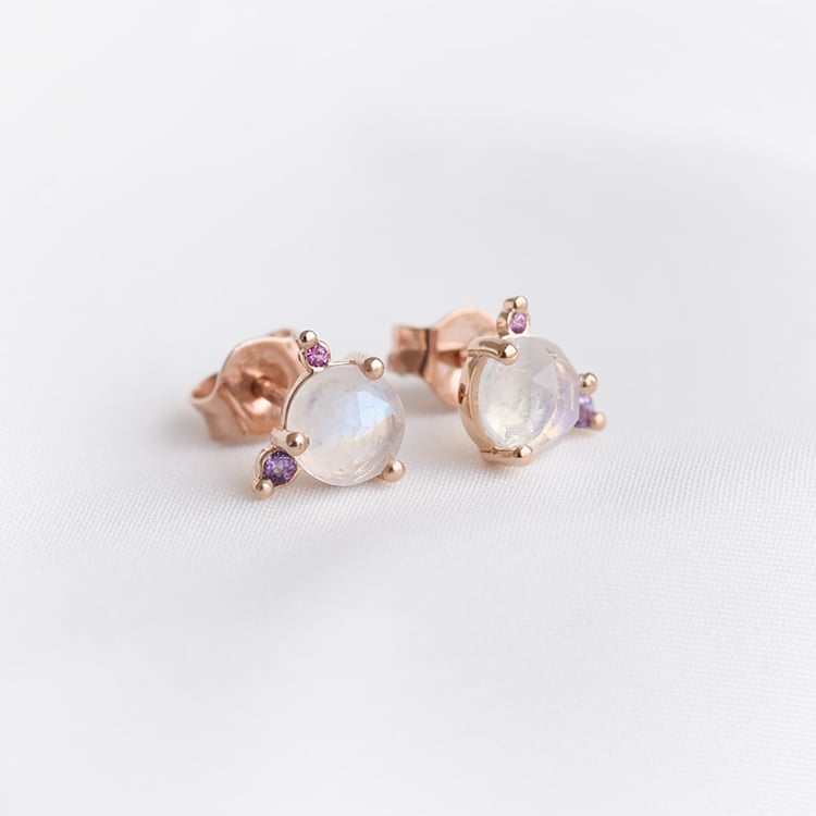 Zlaté náušnice s mesačným kameňom 89801