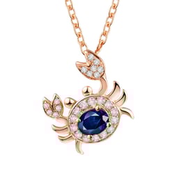 Prívesok v znamení Raka so zafírom a diamantmi Cancer