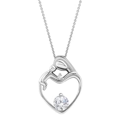 Platinový prívesok matka a dieťa s GIA certifikovaným diamantom Heli