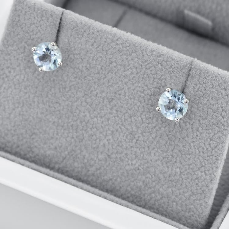 Náušnice s okrúhlymi akvamarínmi 43727