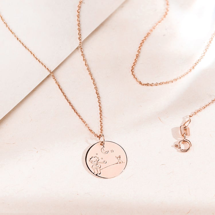 Zlatý prívesok Malý princ s líškou a gravírom 157472