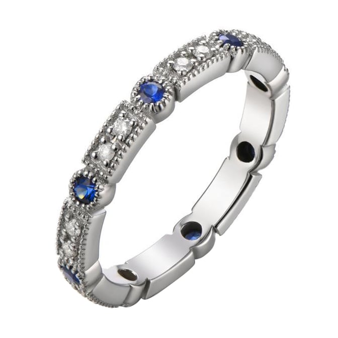 Zlatý eternity prsteň plný zafírov a diamantov Milia