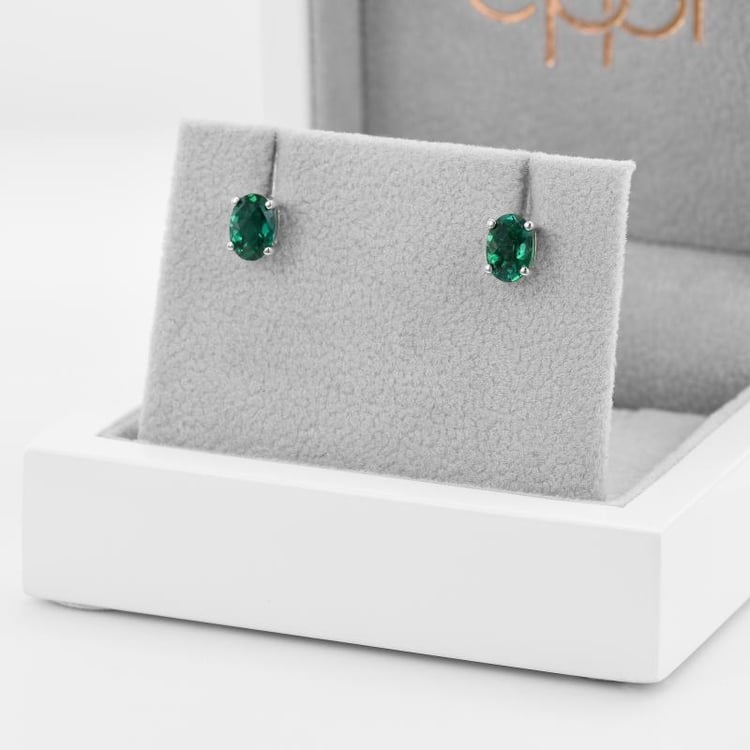 Náušnice s oválnymi smaragdy 49973