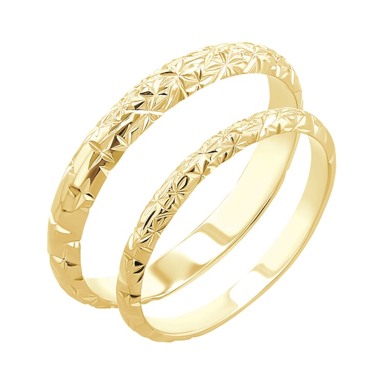 Svadobné obrúčky s ručnou rytinou hviezd Kirby