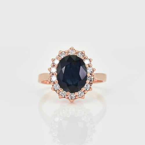 Prsteň s modrým zafírom a diamantmi Zanite