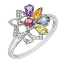 Zlatý prsteň plný farebných drahokamov Wes