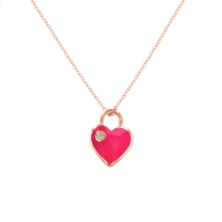Ružový keramický prívesok v tvare srdca s diamantom Cristina