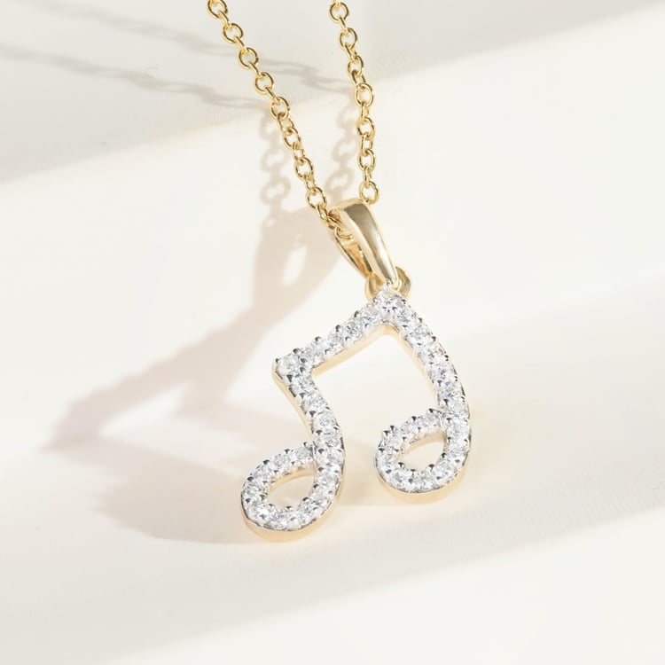 Zlatý prívesok s lab-grown diamantom v tvare noty 164906