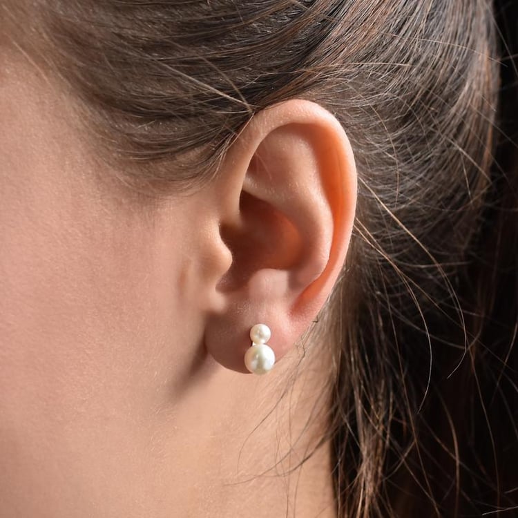 Štýlové dvojité perlové náušnice 38078