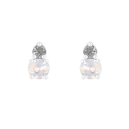 Náušnice s mesačnými kameňmi a salt and pepper diamantmi Kolton