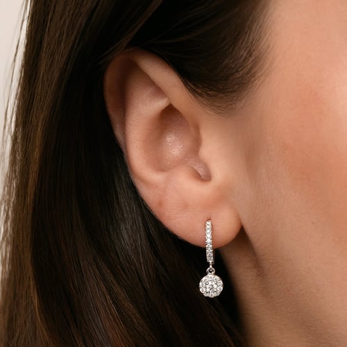 Strieborné kruhové náušnice s 0.09ct prírodným diamantom Namita