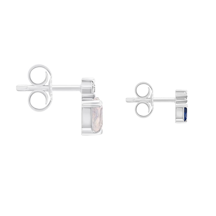 Cluster náušnice s mesačným kameňom, zafírom a diamantmi zo zlata 89897