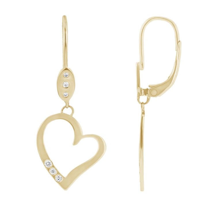 Zlaté visiace náušnice v tvare srdca s diamantmi Sahar 98424