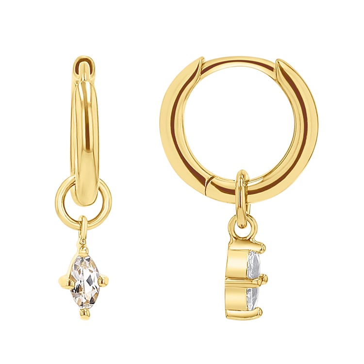 Strieborné kruhové náušnice 2v1 s bielymi topazmi Savitri 143331