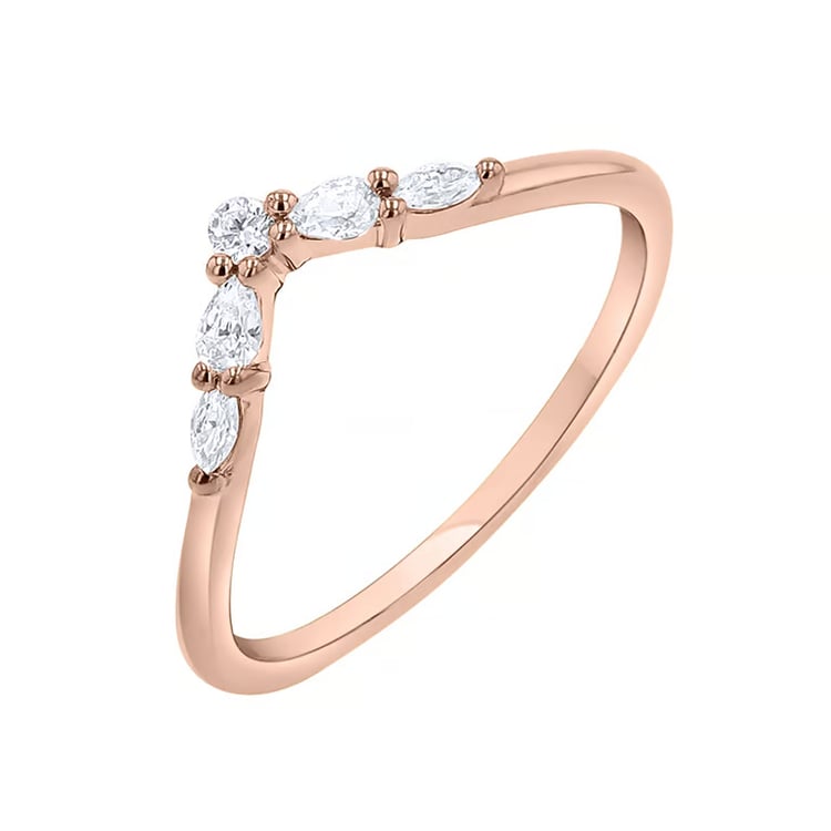 Vykrojený rozvodový prsteň s round, pear a marquise lab-grown diamantmi Iman