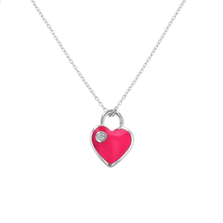 Ružový keramický prívesok v tvare srdca s diamantom Cristina 128713