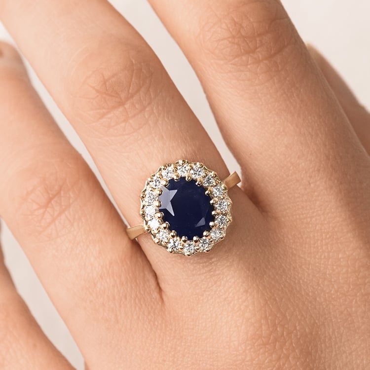 Prsteň s modrým zafírom a diamantmi Zanite 155227