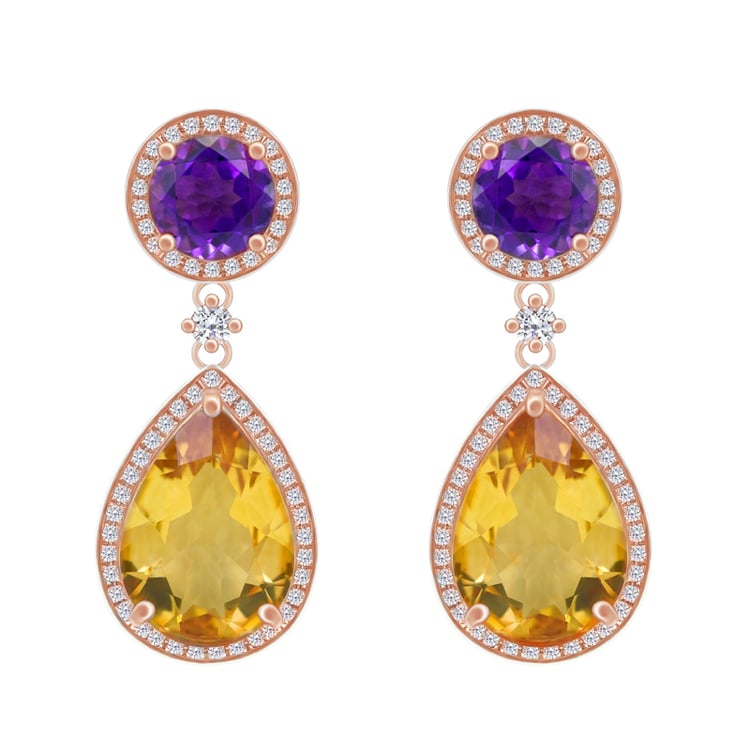Ametystové náušnice s citrínmi 51735