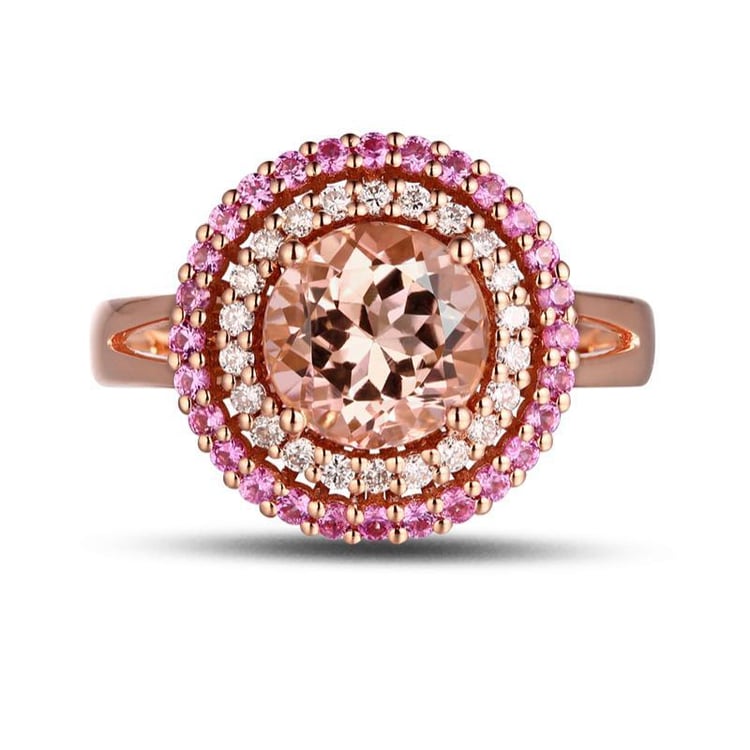 Zlatý morganitový prsteň 10081