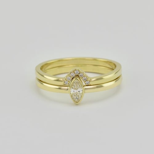 Zlatý zásnubný set prsteňov s marquise certifikovaným diamantom Wiale