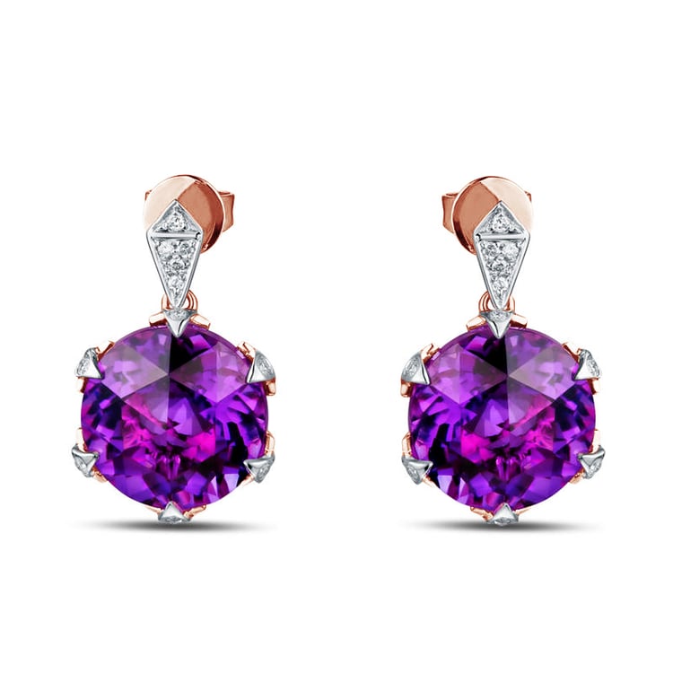 Ametystové náušnice z ružového zlata Arman