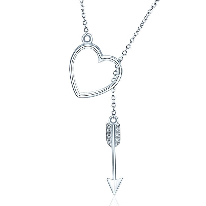 Strieborné srdce prestrelené šípom so zirkónmi Loreen