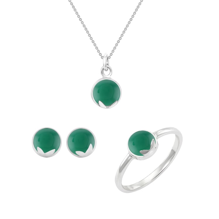 Náhrdelník s cabochon onyxom z bieleho zlata 44782