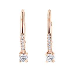 Zlaté visiací náušnice s 0.1ct prírodným diamantom Noor