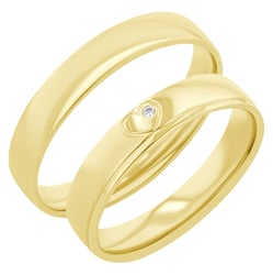 Svadobné obrúčky zo zlata so srdcom a diamantom Amani