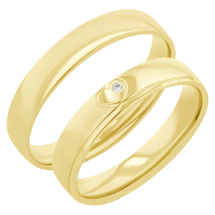 Svadobné obrúčky zo zlata so srdcom a diamantom Amani 117774