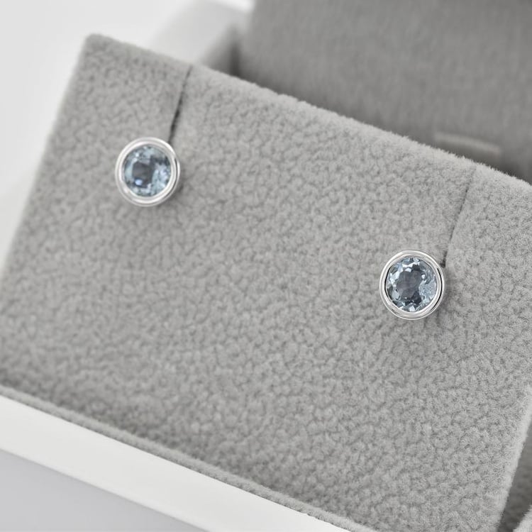 Strieborné bezel náušnice s akvamarínmi Sontre 102687