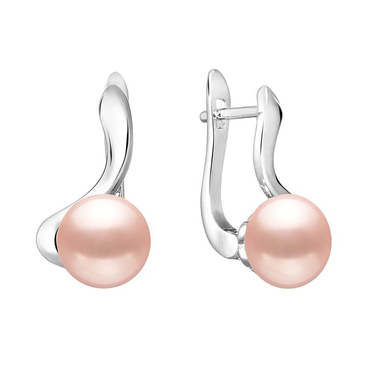 Elegantné strieborné náušnice s broskyňovými perlami Yulle