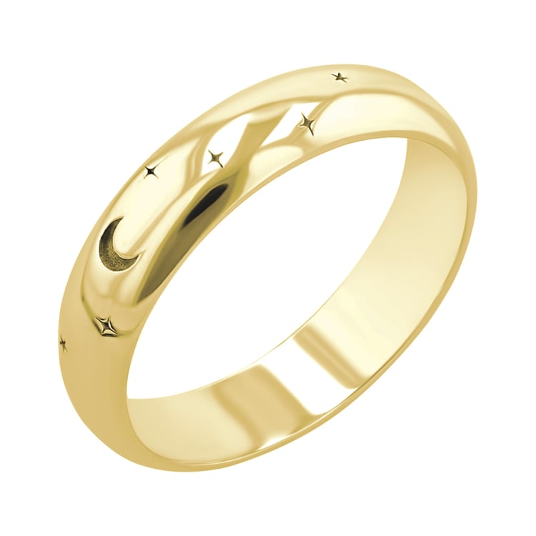 Svadobné obrúčky s gravírom hviezd a mesiaca Grove 116410