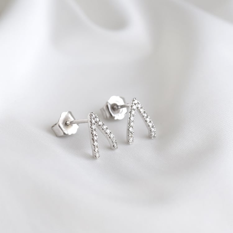 Strieborné náušnice s lab-grown diamantmi Wishbone 104200