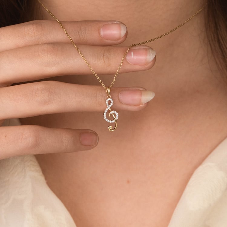 Zlatý prívesok s lab-grown diamantom v tvare husľového kľúča 165687