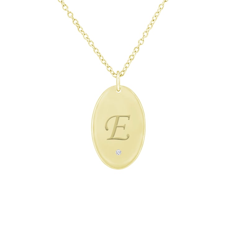 Zlatý prívesok s diamantom a gravírom písmena E