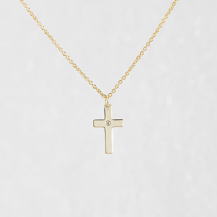 Zlatý krížik pre deti s diamantom Etain 147568